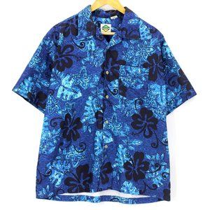 Vintage Flipbox Button Up Shirt Made In USA Hawaiian Floral Men's Size Large